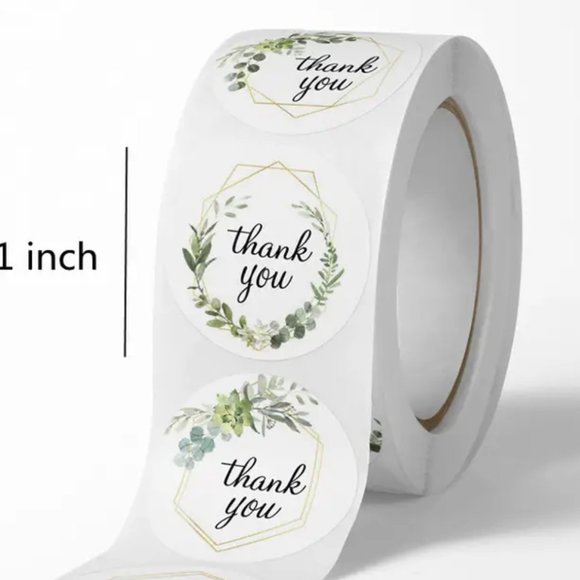500pcs, Round Floral Thank You Stickers - Picture 2 of 2
